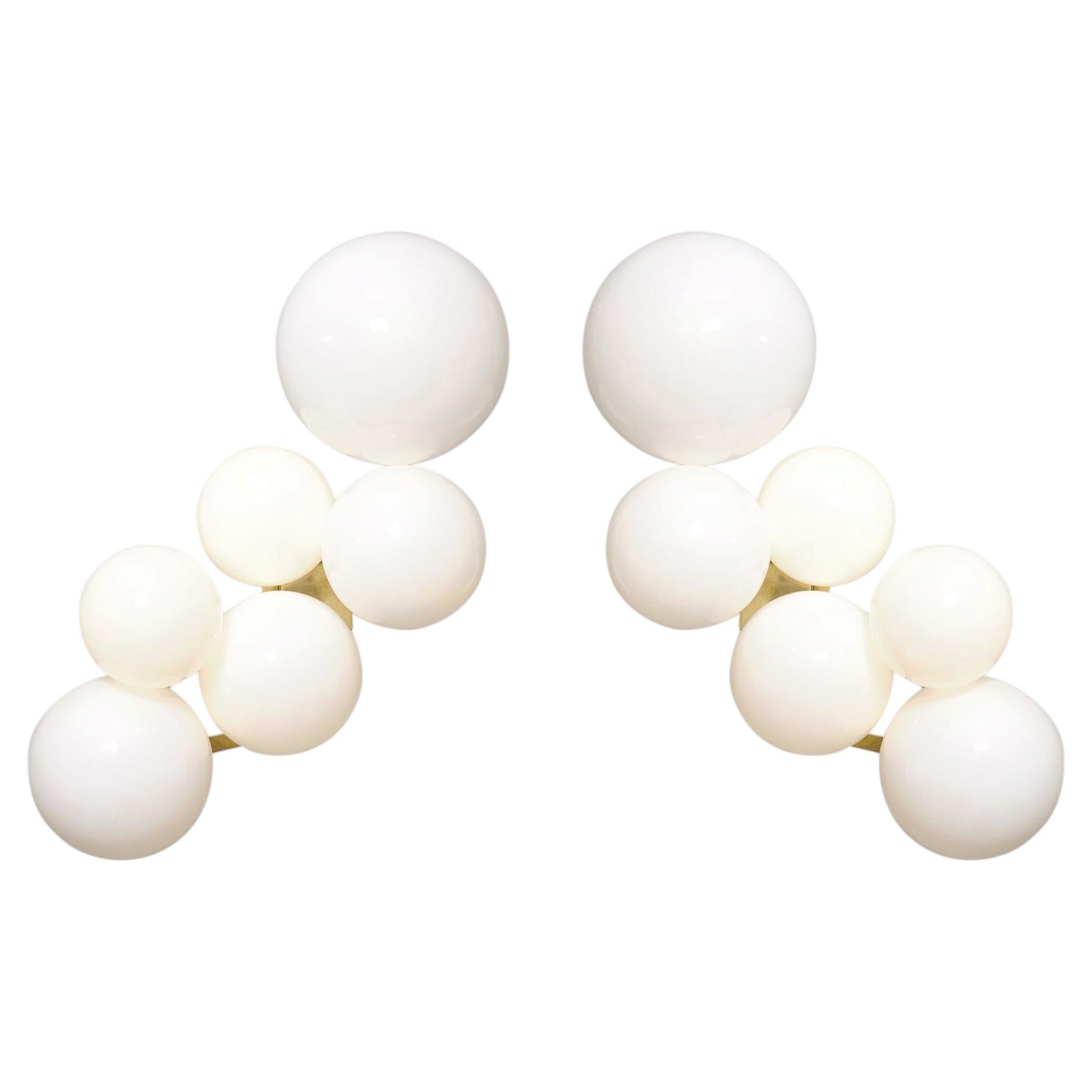 Murano Glass “Nuvola” Sconces, Gilt Brass, Mid-Century Modern Style, Italy