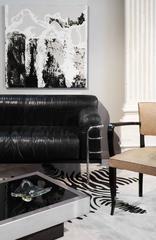Vintage Le Corbusier Style Leather and Chrome Sofa