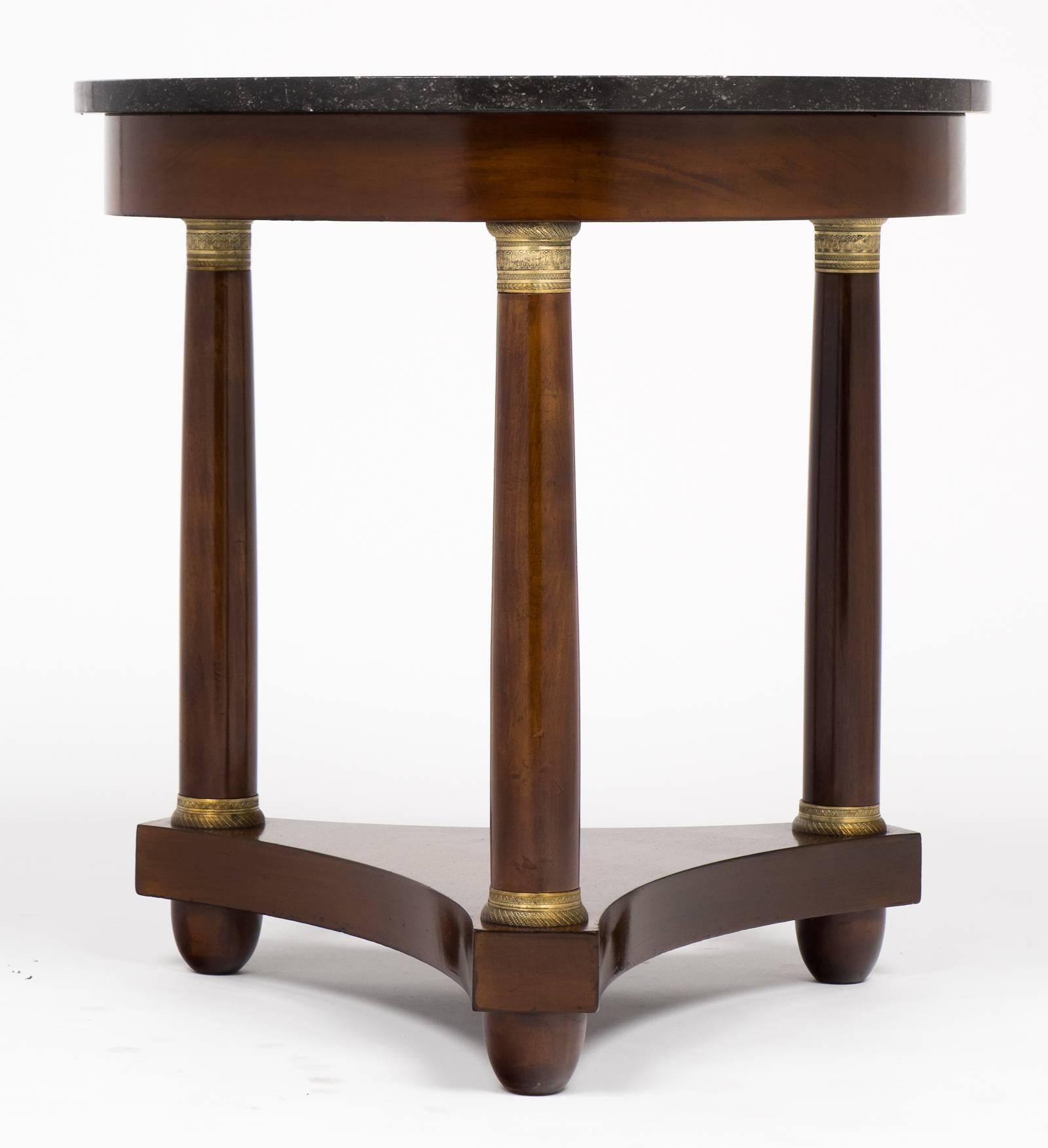 Polished French Empire Marble-Top Mahogany Guéridon