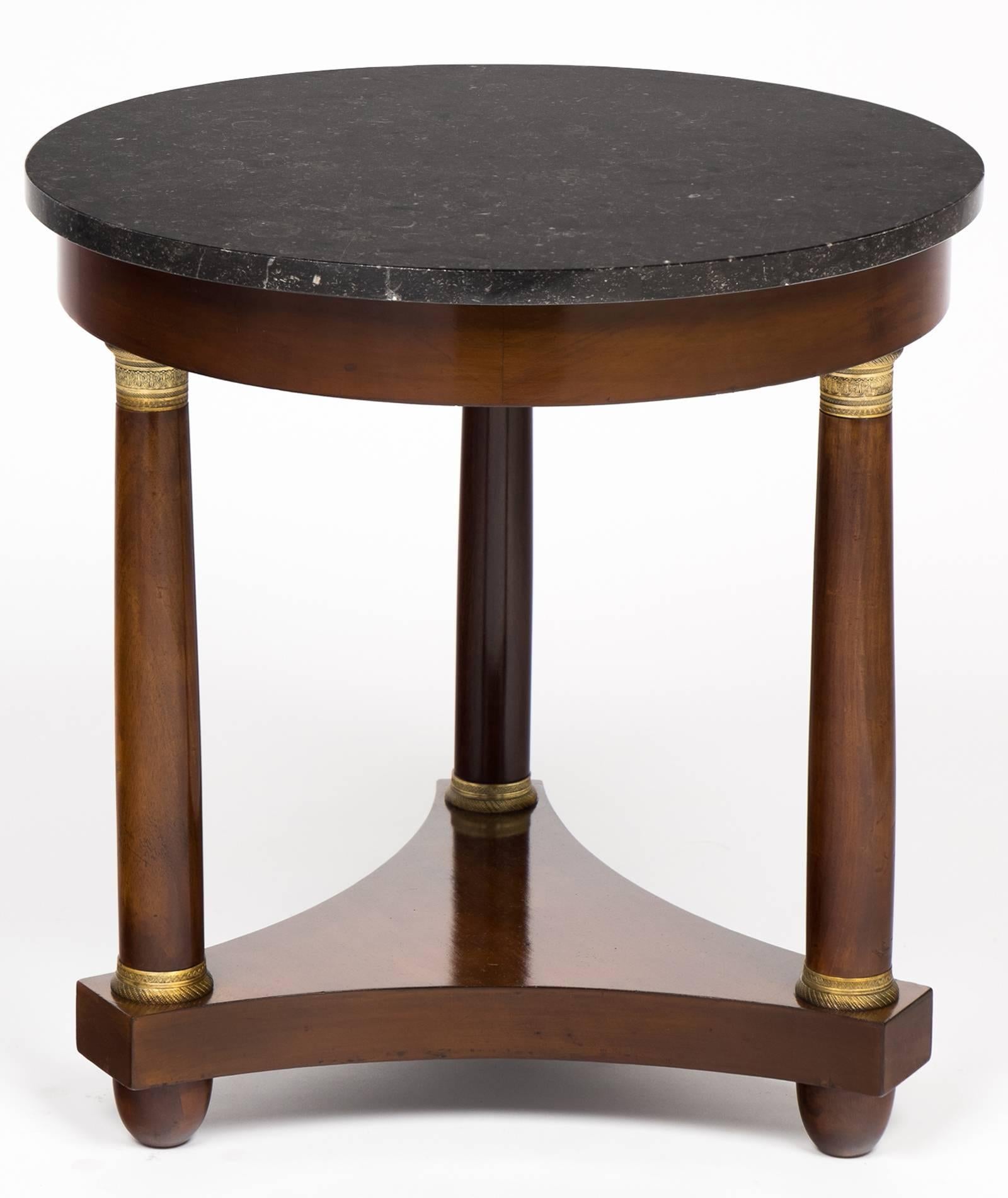 19th Century French Empire Marble-Top Mahogany Guéridon