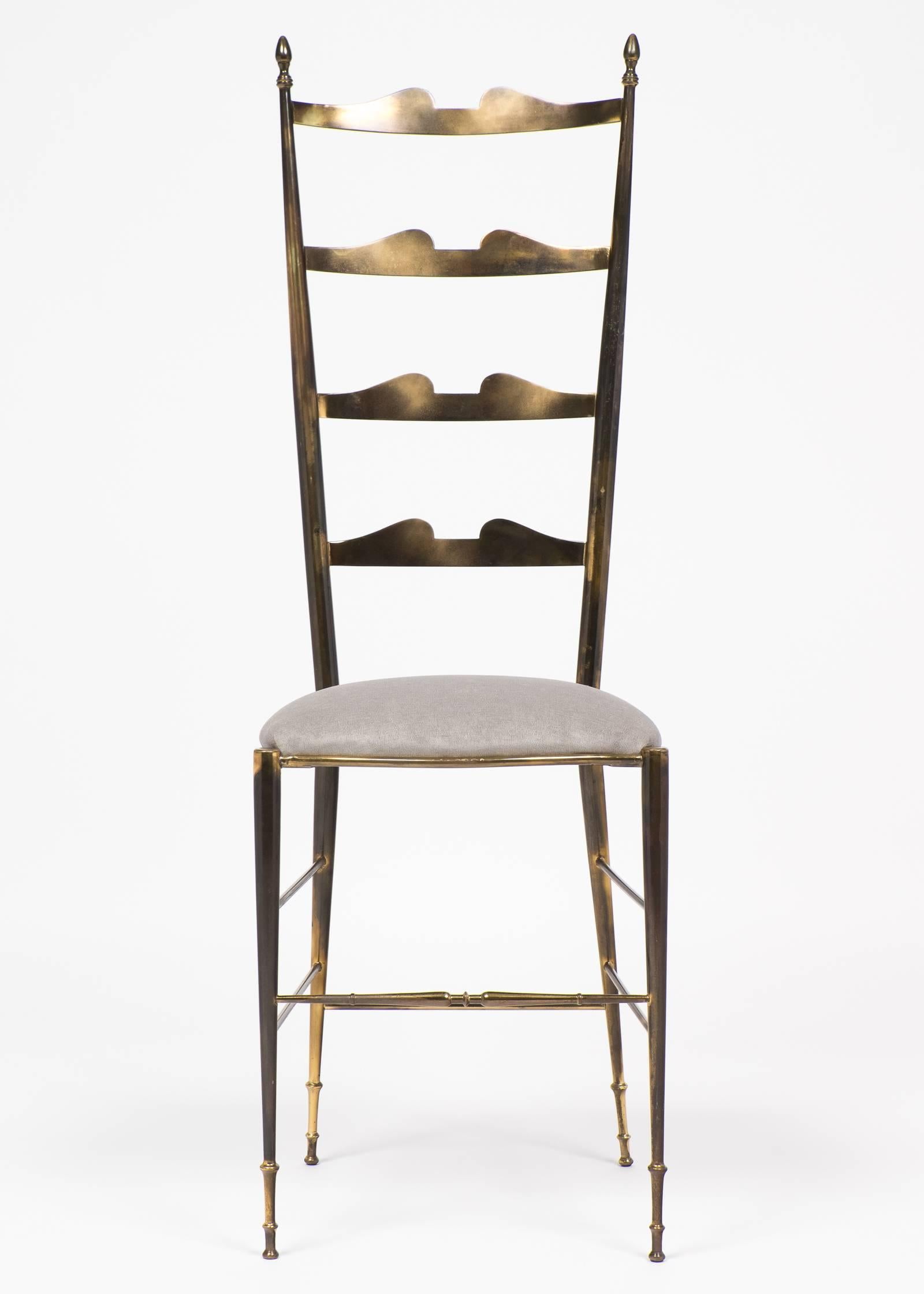 Art Deco Rare Vintage Pair of Brass Chiavari Chairs