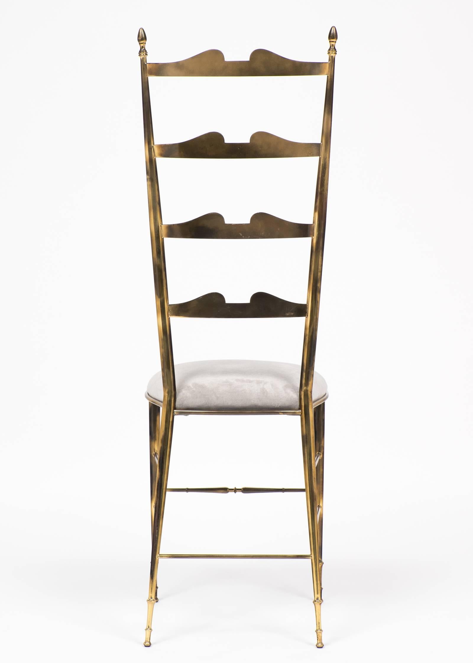 Mid-20th Century Rare Vintage Pair of Brass Chiavari Chairs