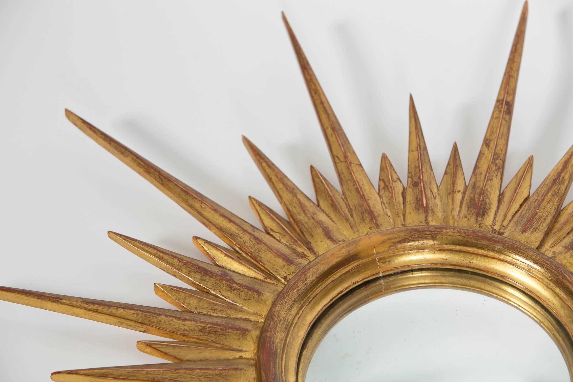 Late 19th Century Antique Gold Leaf Sunburst Mirror