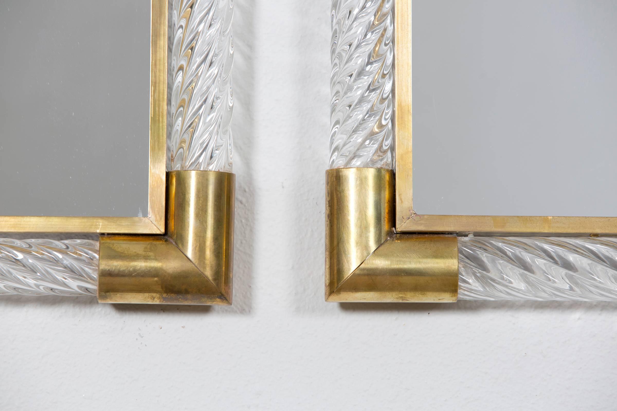 Brass Italian Pair of Murano Mirrors by Ongaro e Fuga