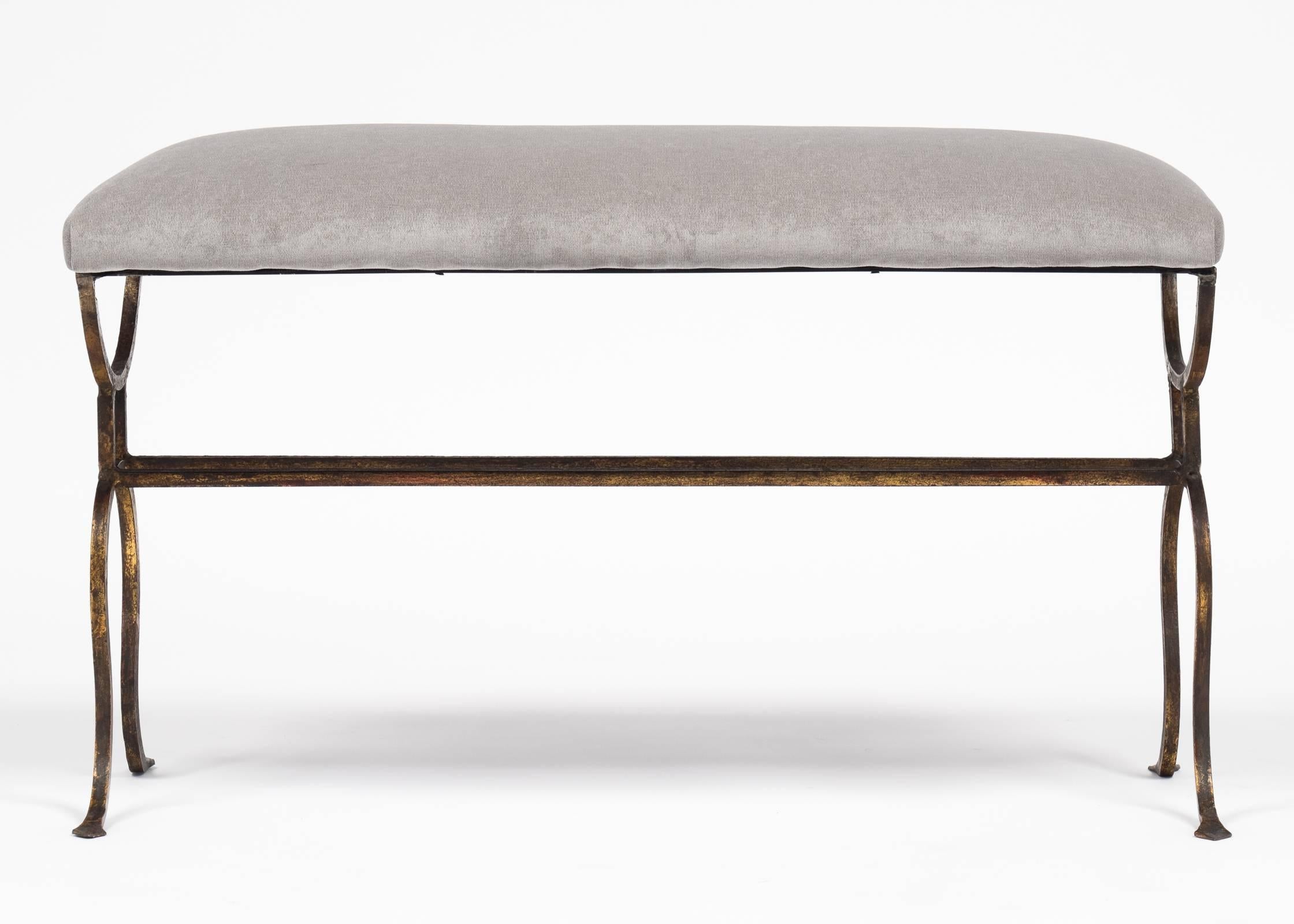 Baroque Revival Antique Spanish Gilt Forged Iron Bench