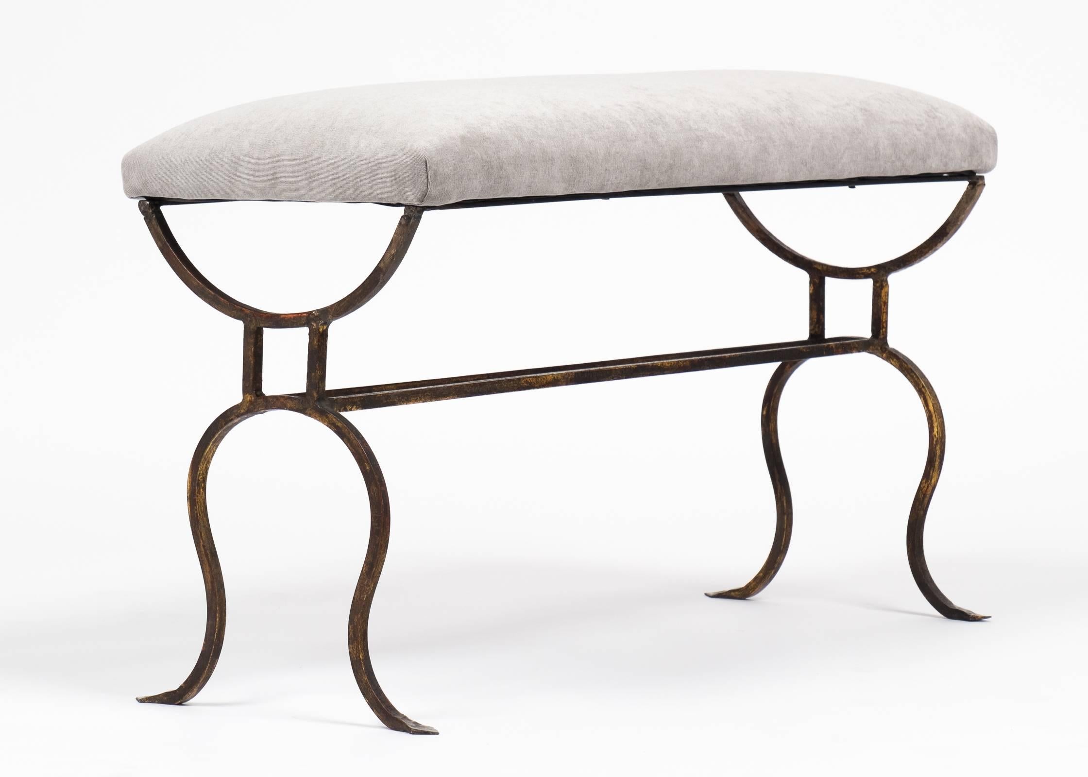 Antique Spanish Gilt Forged Iron Bench In Good Condition In Austin, TX