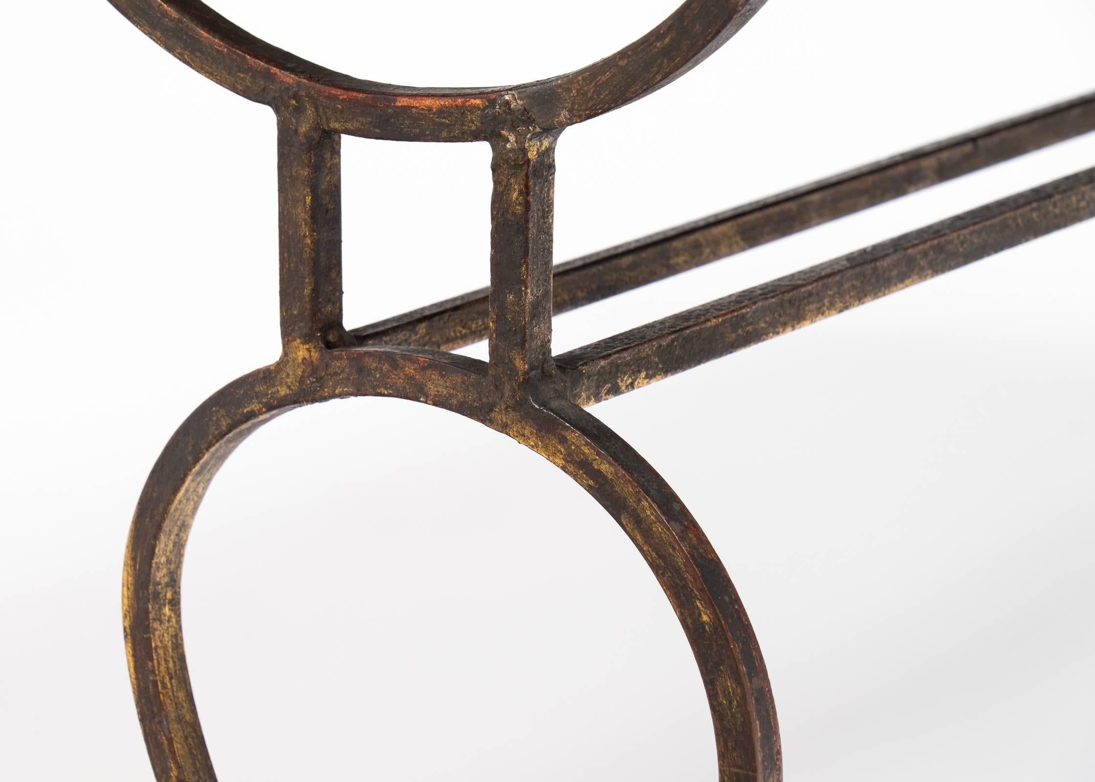 Antique Spanish Gilt Forged Iron Bench 3