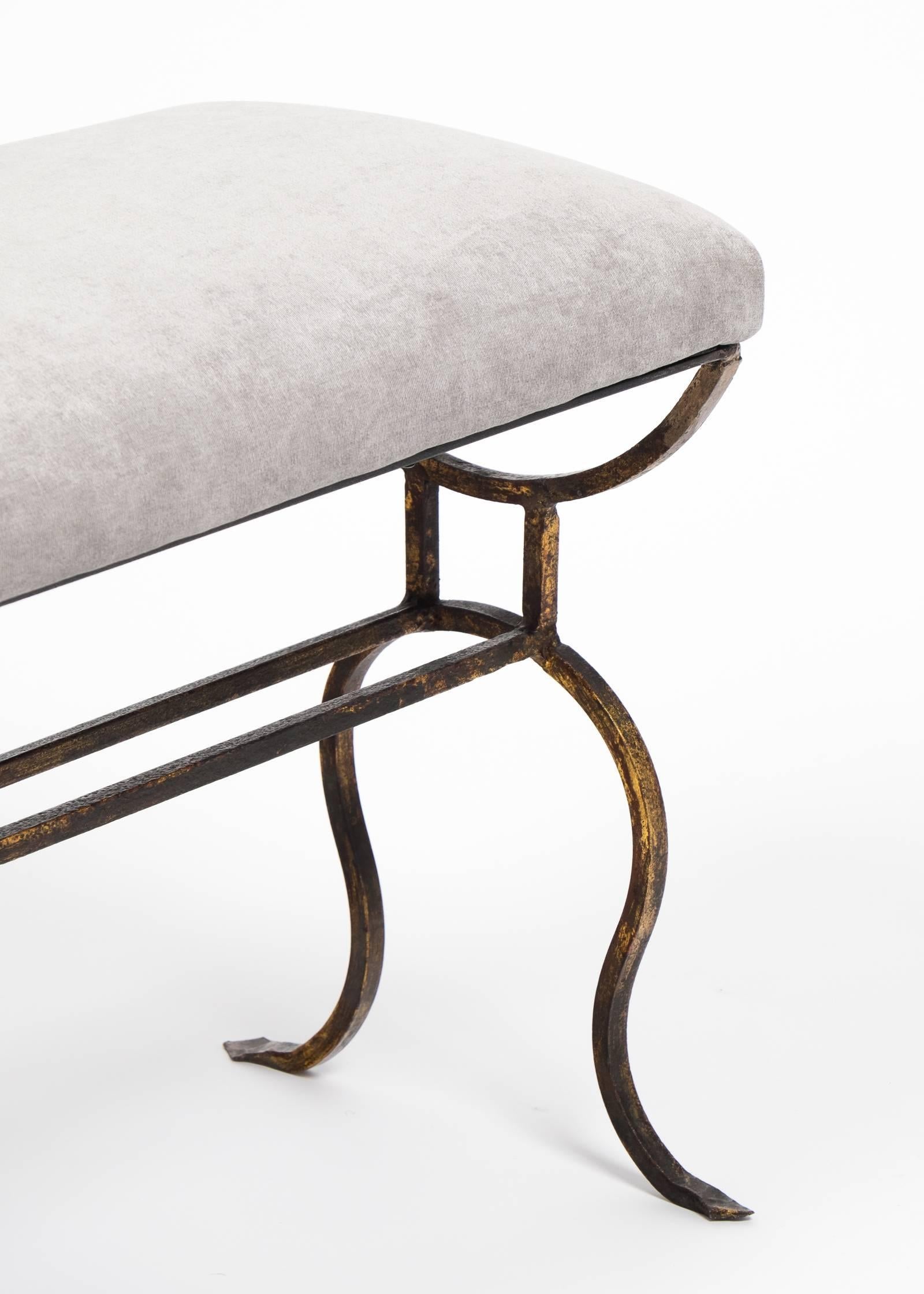 Antique Spanish Gilt Forged Iron Bench 4