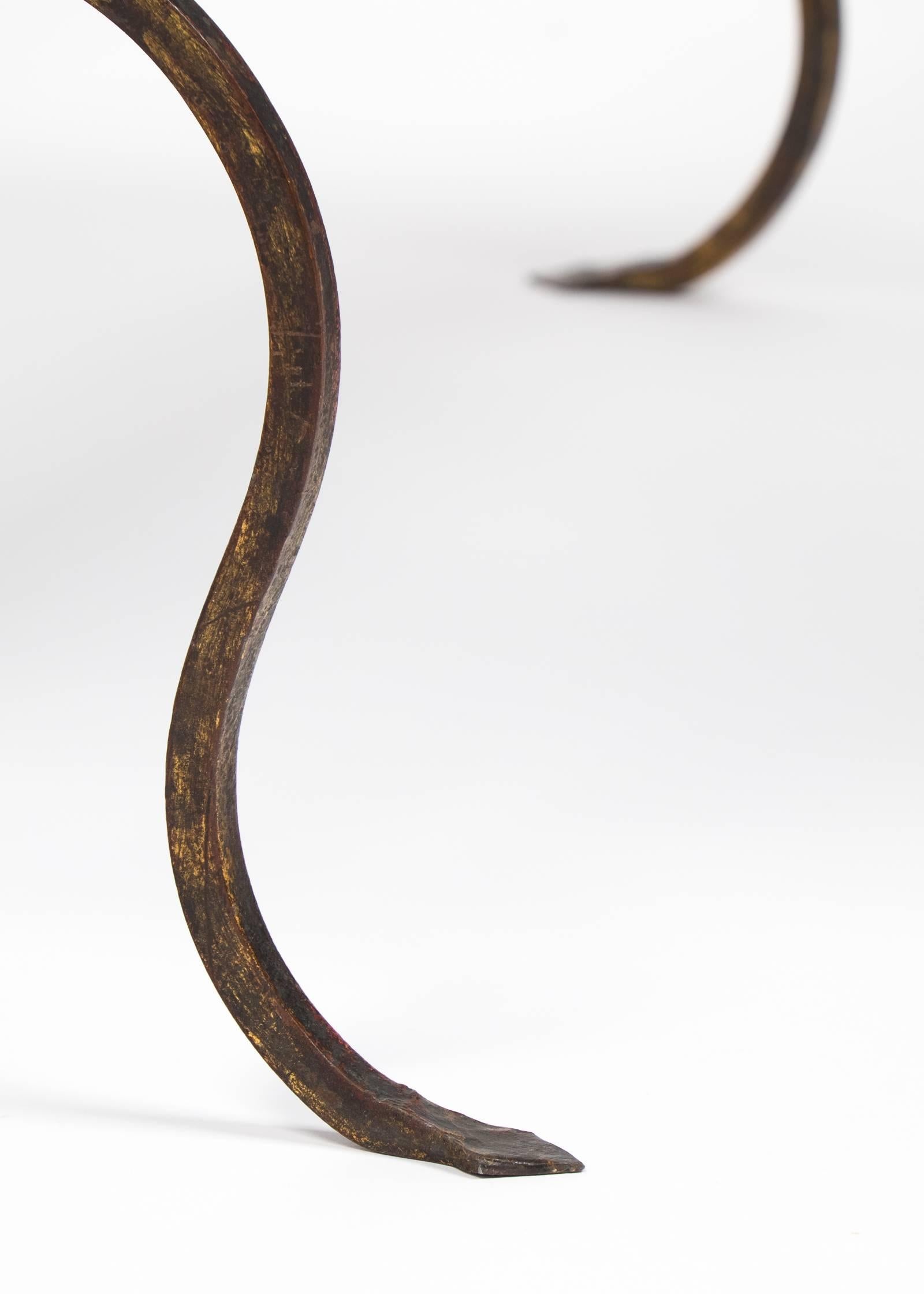 Antique Spanish Gilt Forged Iron Bench 5