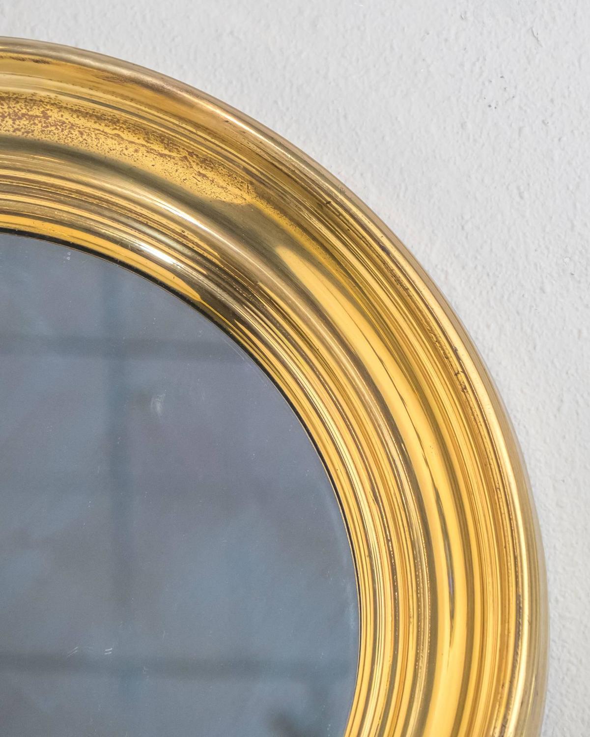 French Vintage Round Brass Mirror at 1stdibs