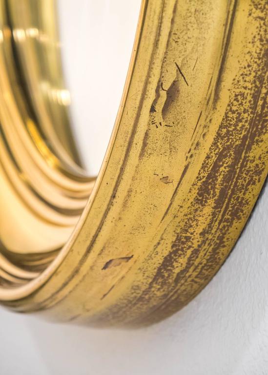 French Vintage Round Brass Mirror at 1stDibs