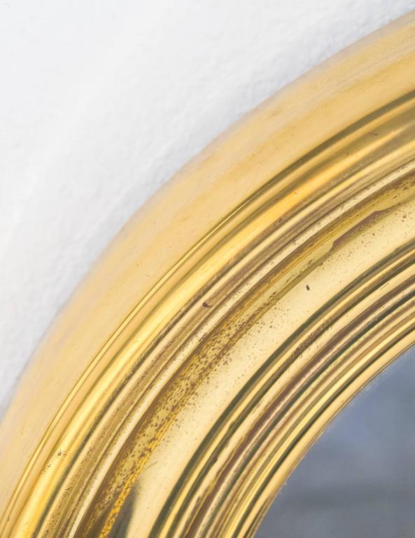 French Vintage Round Brass Mirror at 1stDibs