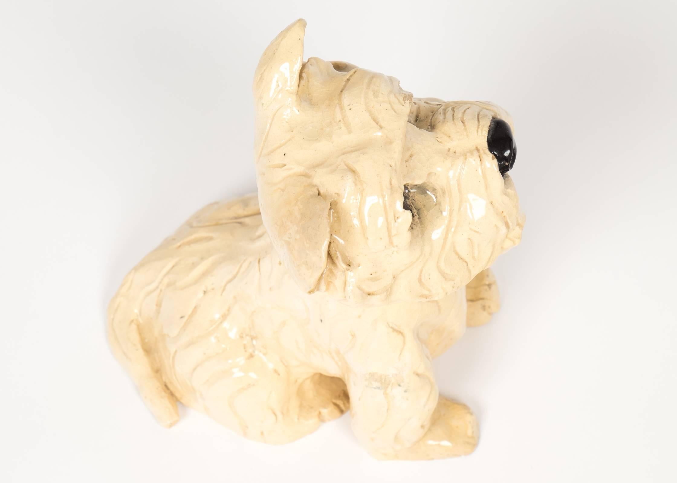 Mid-20th Century French Vintage Ceramic Westie Dog Sculpture