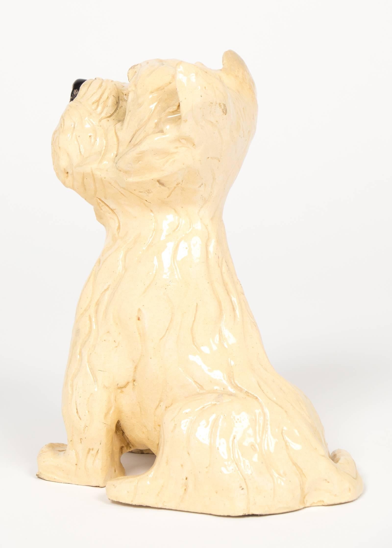 French Vintage Ceramic Westie Dog Sculpture 3
