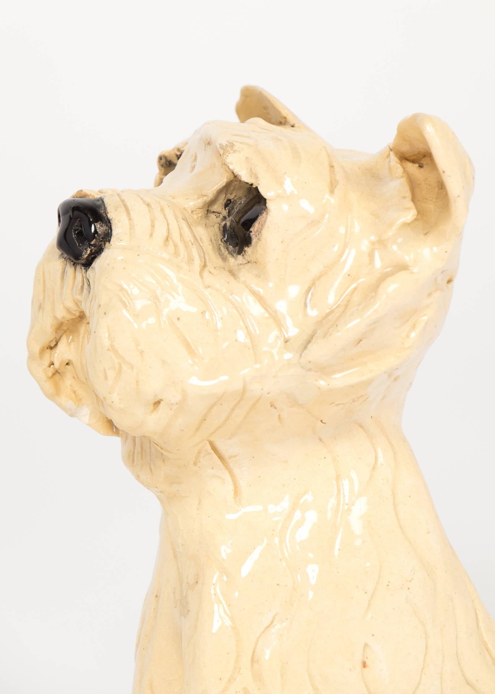 French Vintage Ceramic Westie Dog Sculpture 2