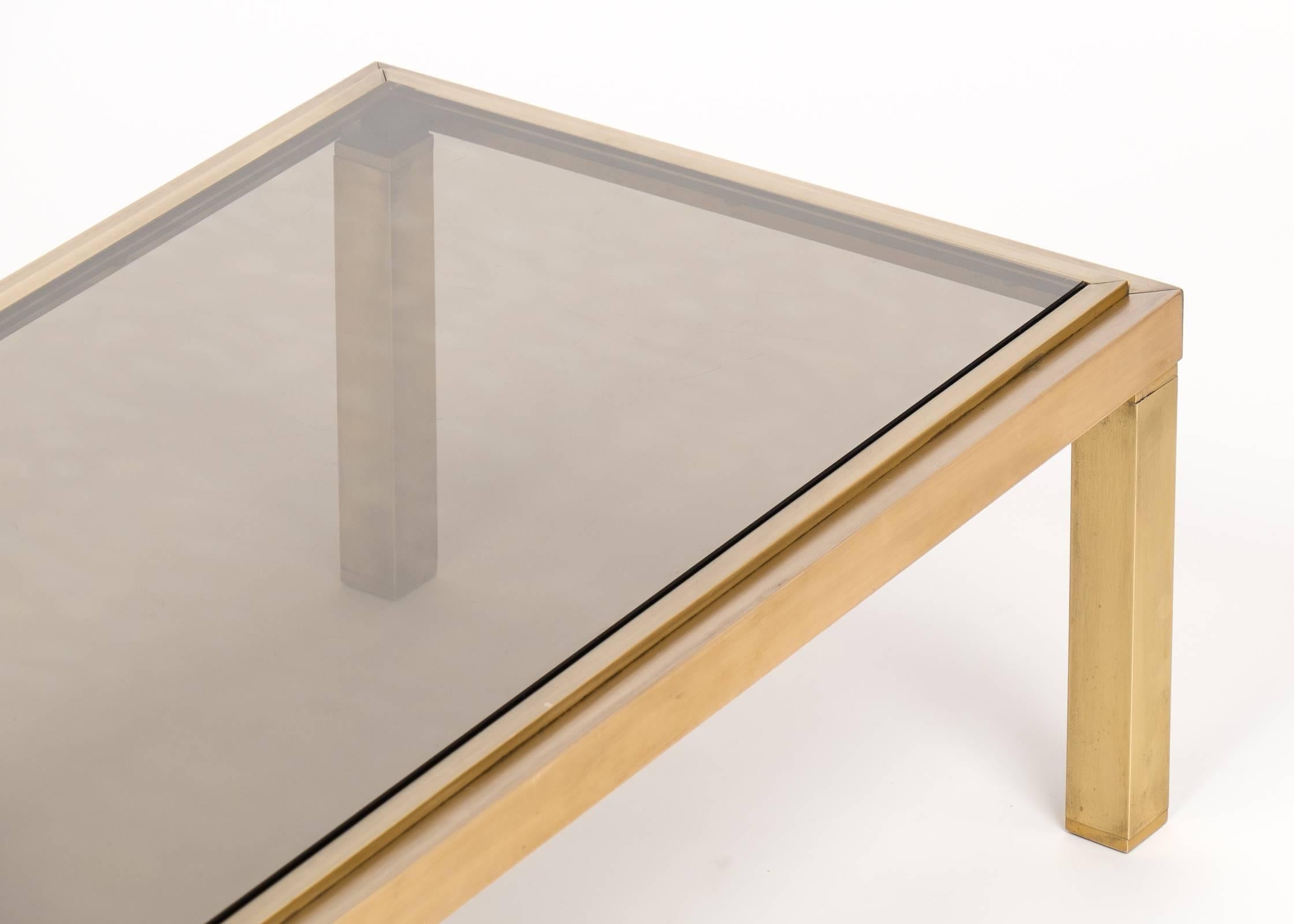 French Modernist Polished Brass Coffee Table 1