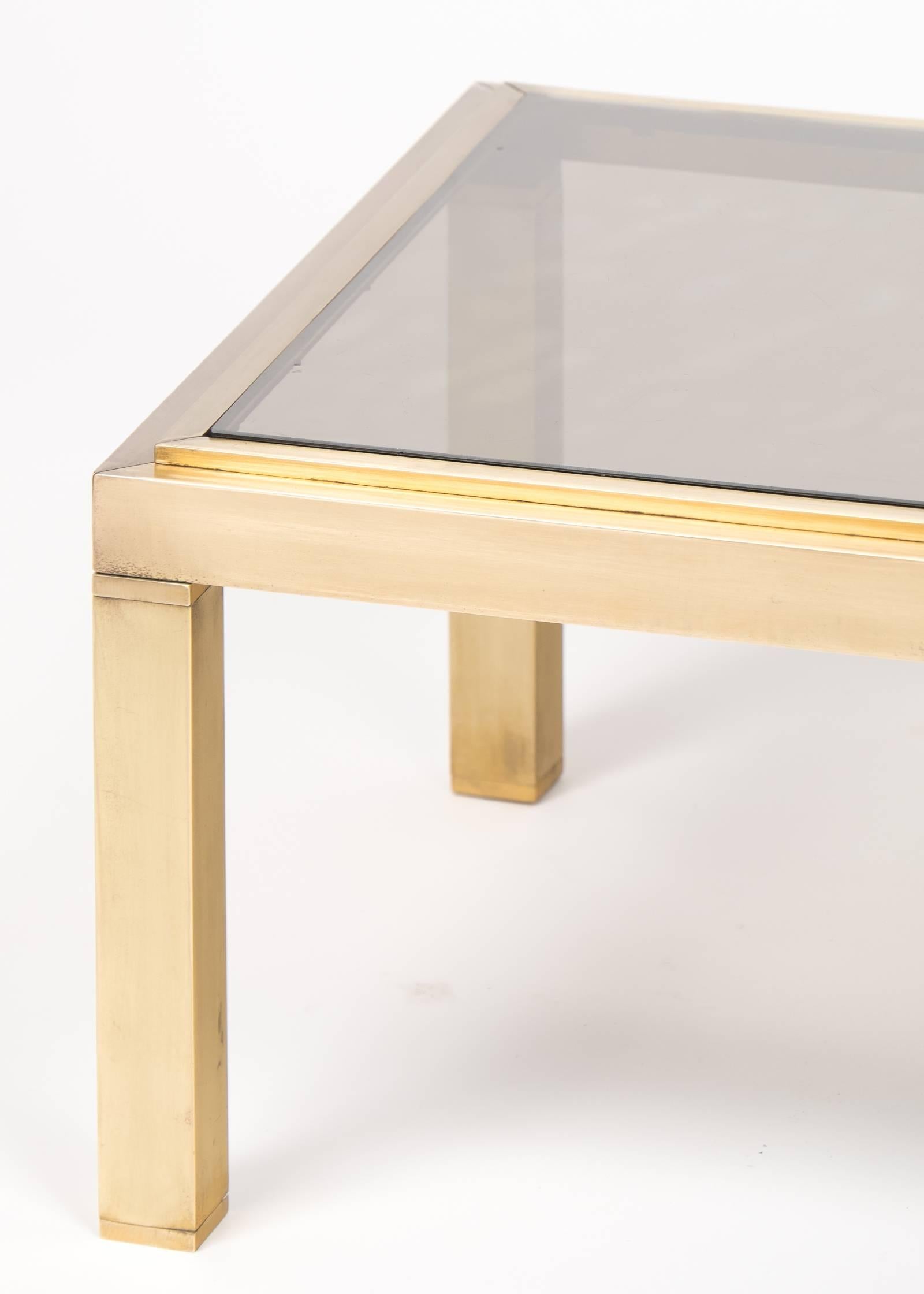 French Modernist Polished Brass Coffee Table 2