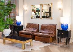 Vintage Pair of Roche Bobois Leather Armchairs