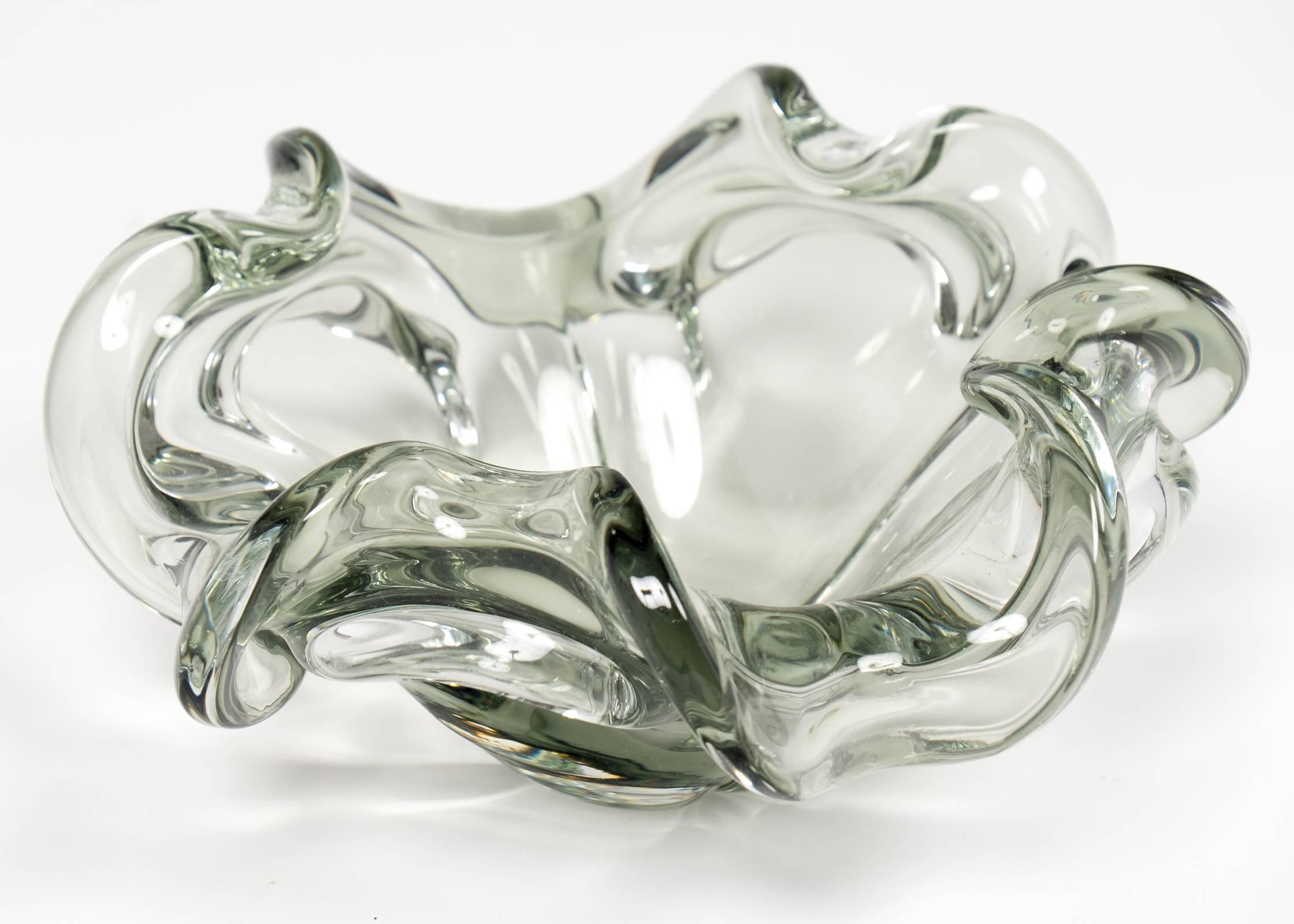 20th Century Translucent Sage Green Murano Glass Bowl