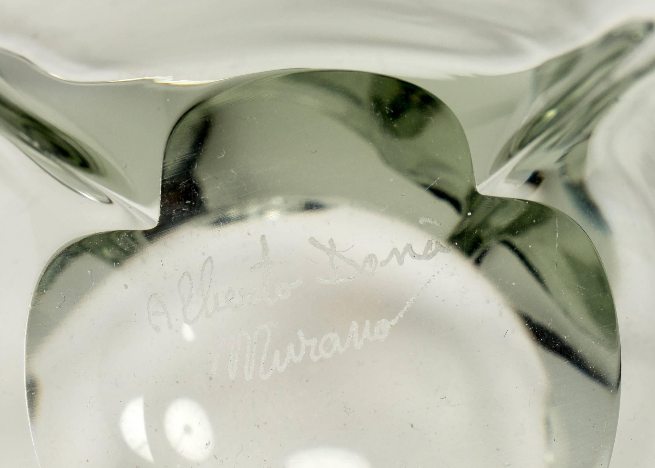 Translucent Sage Green Murano Glass Bowl 4