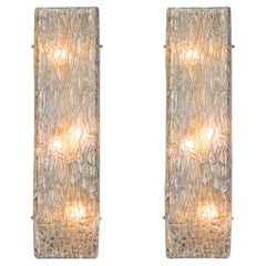 Murano Glass Wall Sconces, Brass Frame, Mid-Century Modern Style, Italy, New
