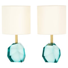 Modern Murano Glass Aquamarine Rock Lamps by Alberto Donà, Italy
