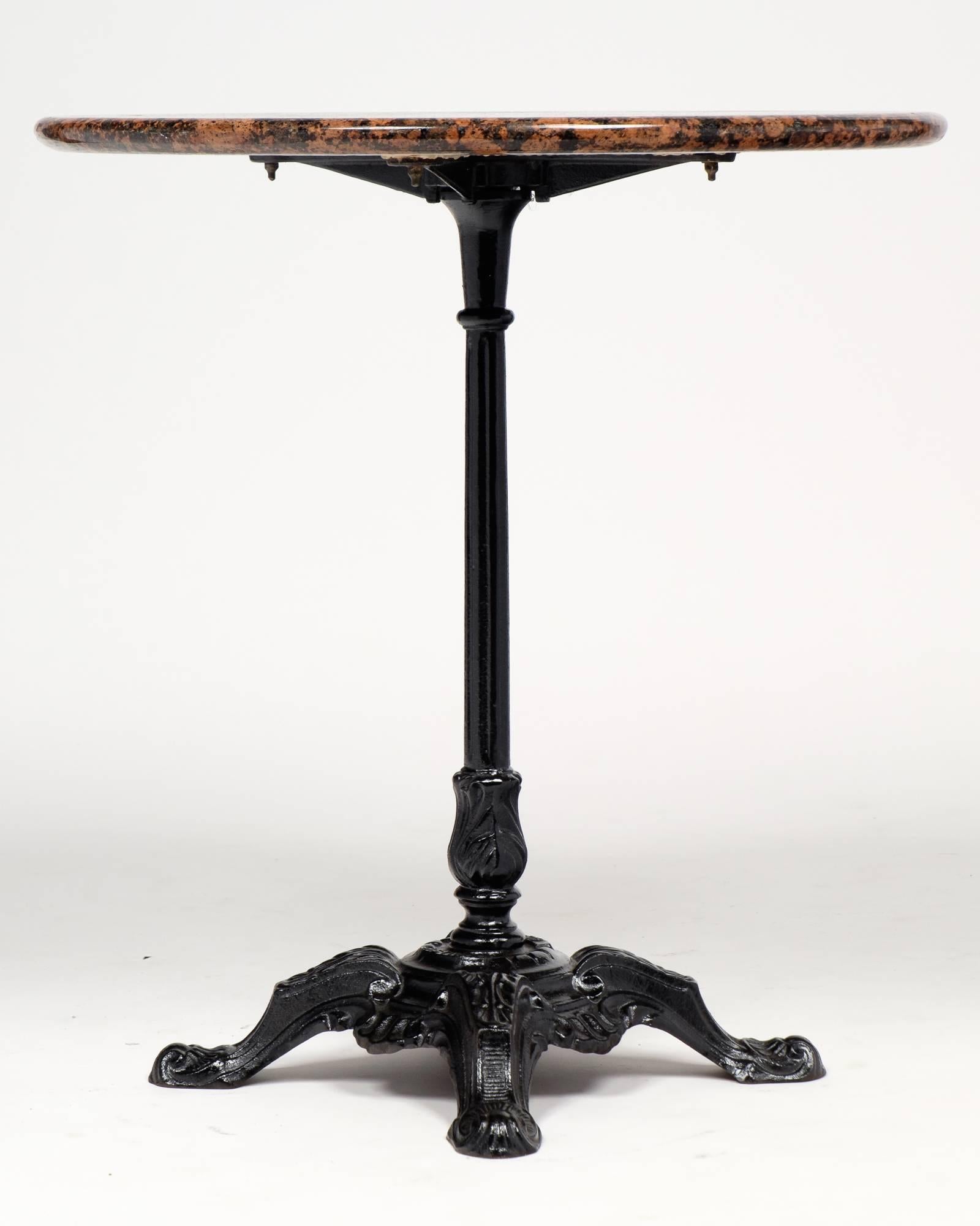 Cast French Antique Marble-Top Bistro Table