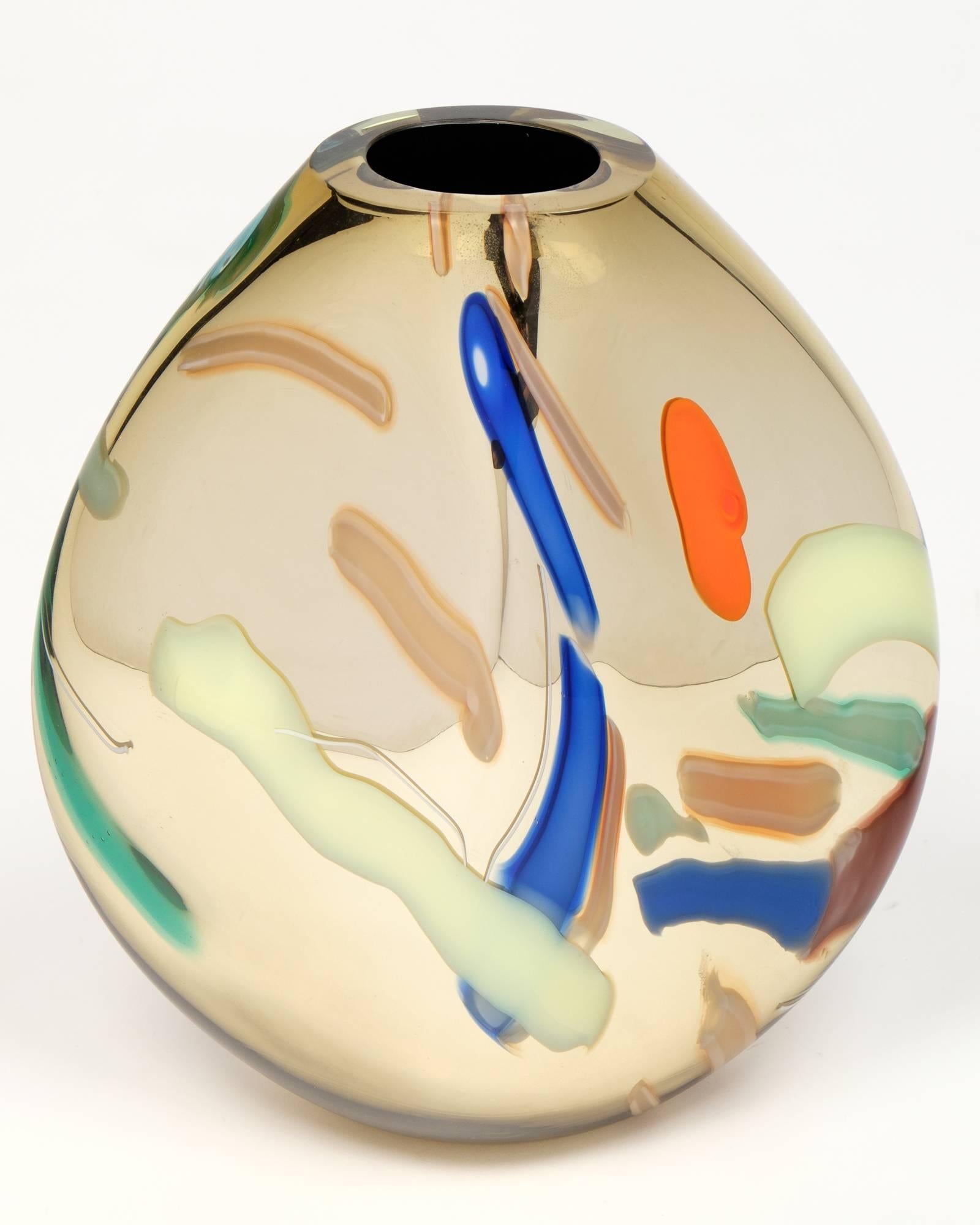 Modern Colorful Murano Glass Vase by Davide Dona