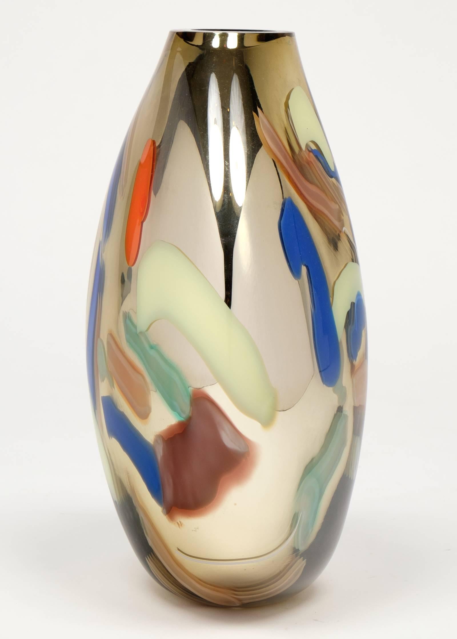 Colorful Murano Glass Vase by Davide Dona In Good Condition In Austin, TX