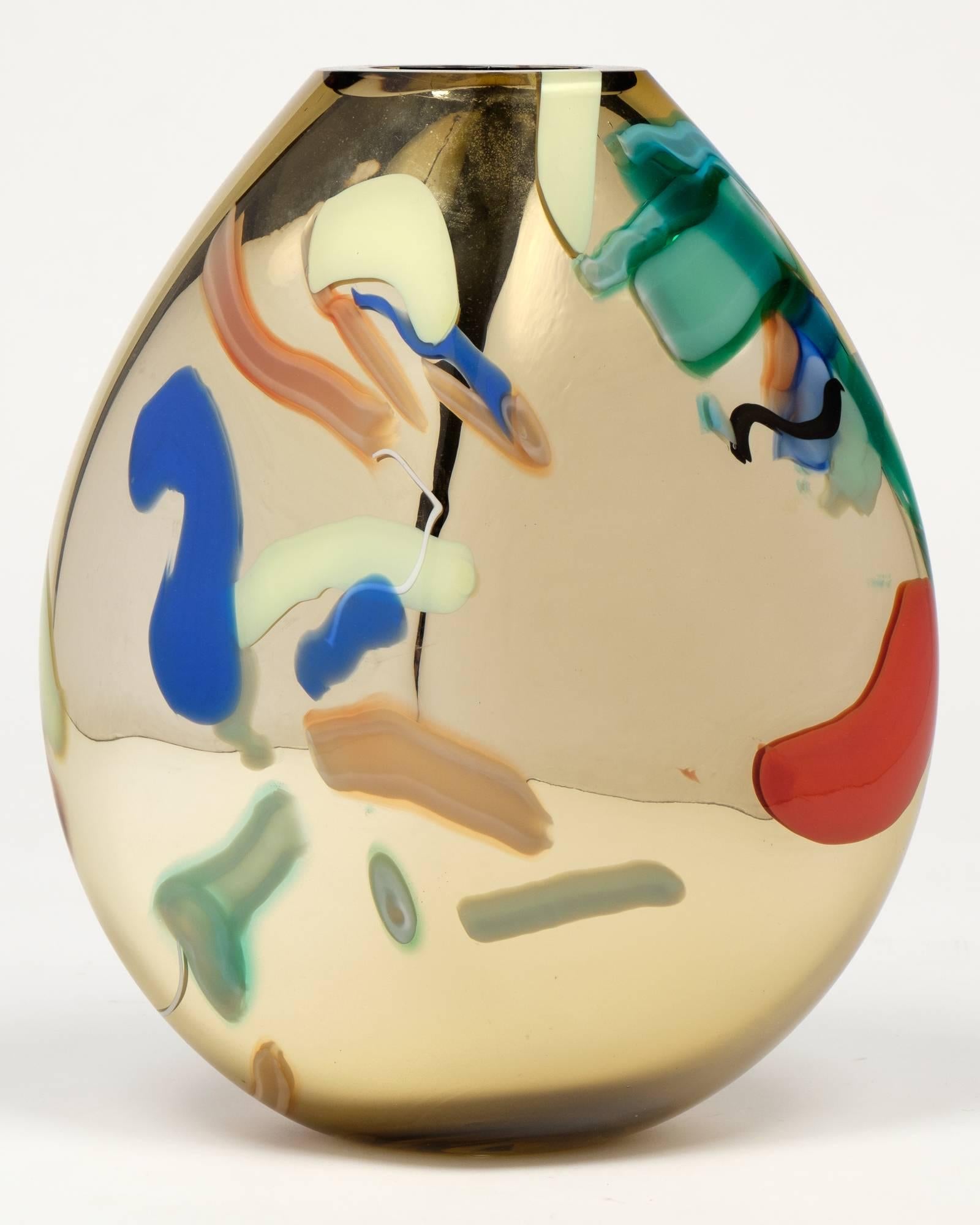 20th Century Colorful Murano Glass Vase by Davide Dona