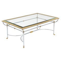 French Brass and Chrome Coffee Table by Maison Charles
