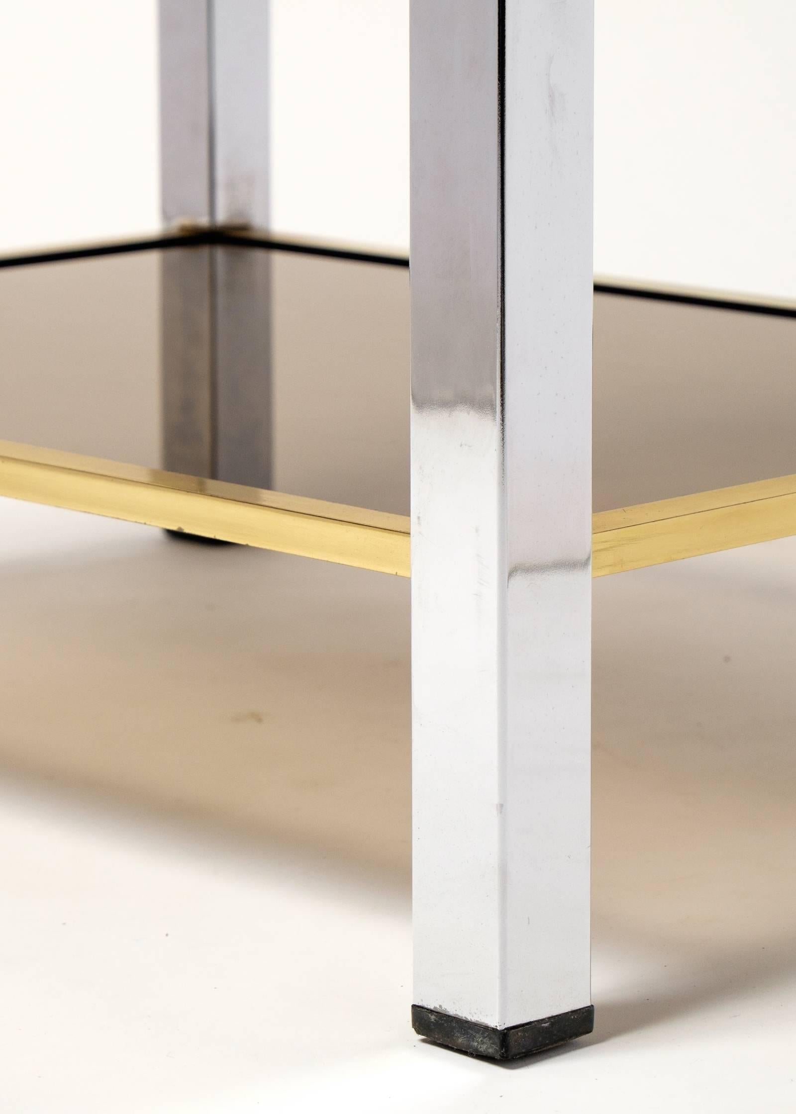 French Modernist Chrome and Brass Side Table 4
