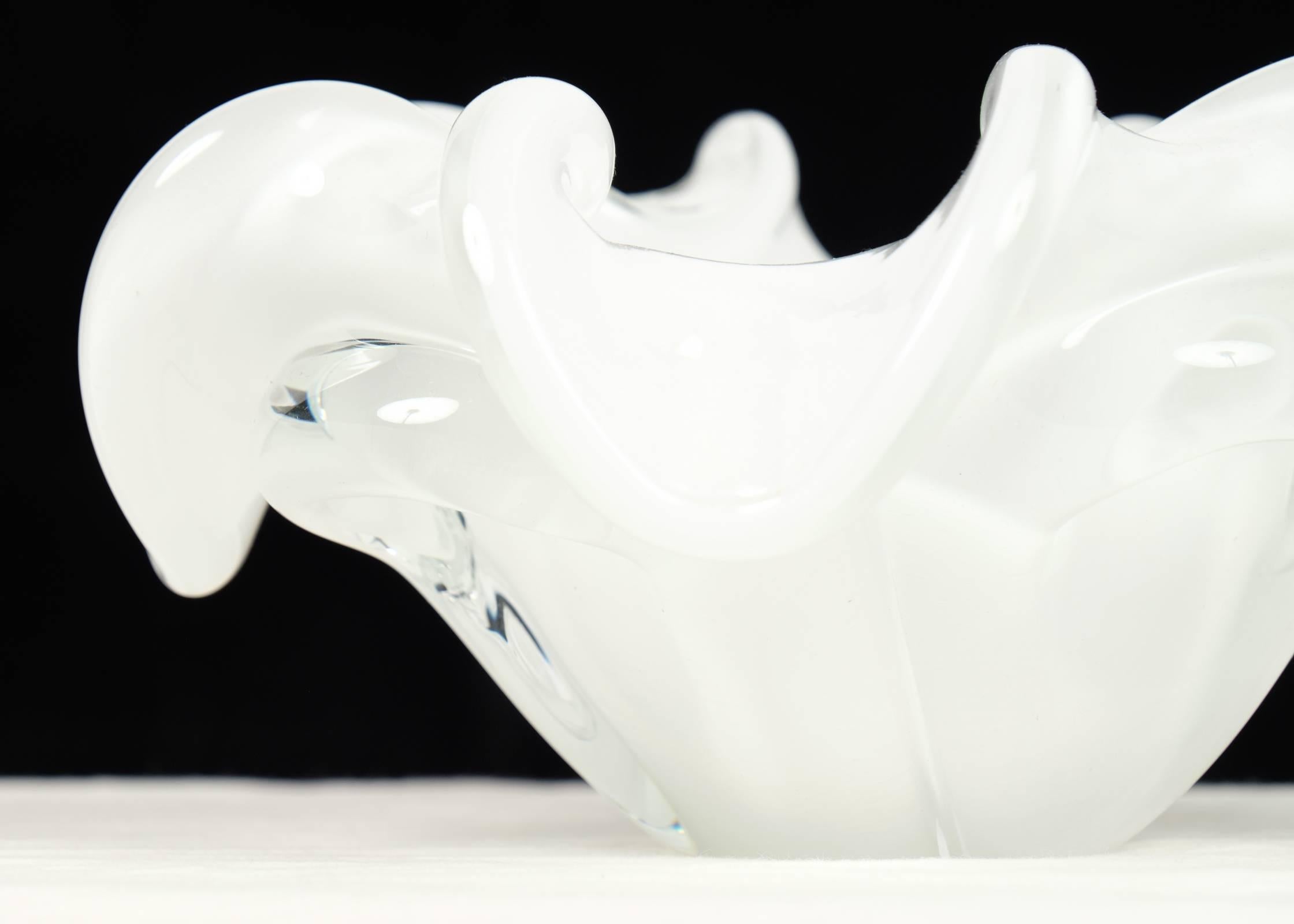 Mid-Century Modern White Murano Glass Bowl