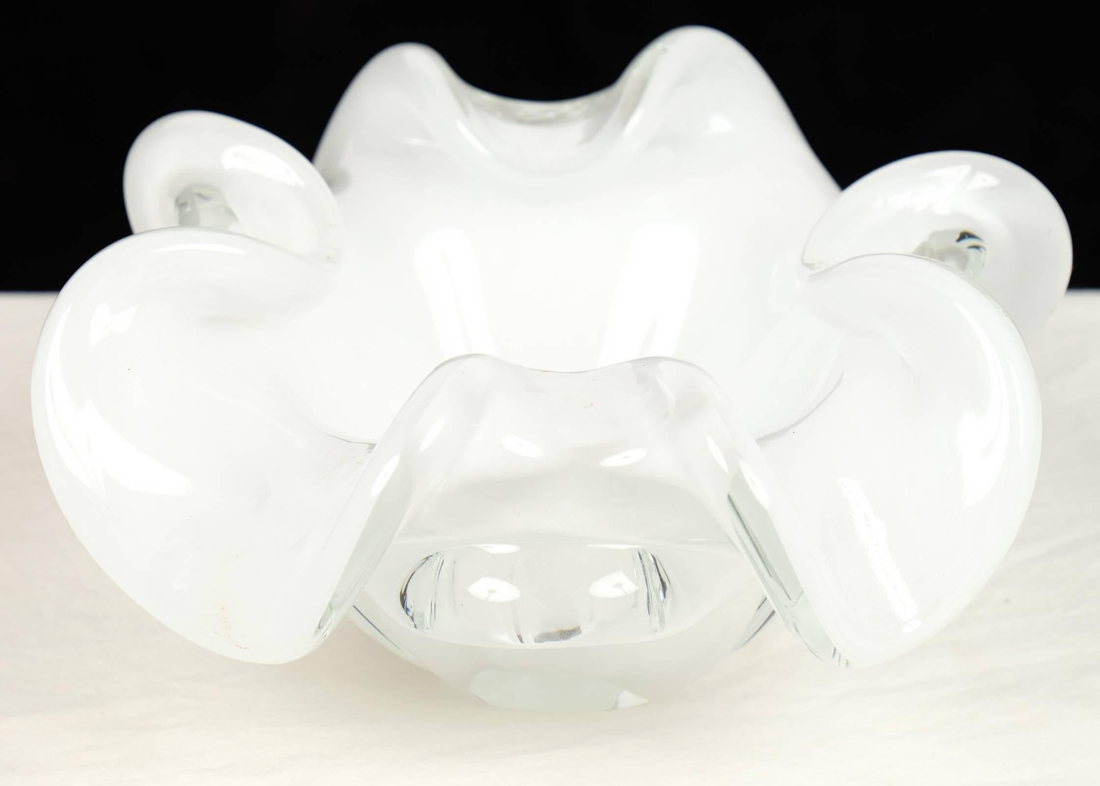 Italian White Murano Glass Bowl