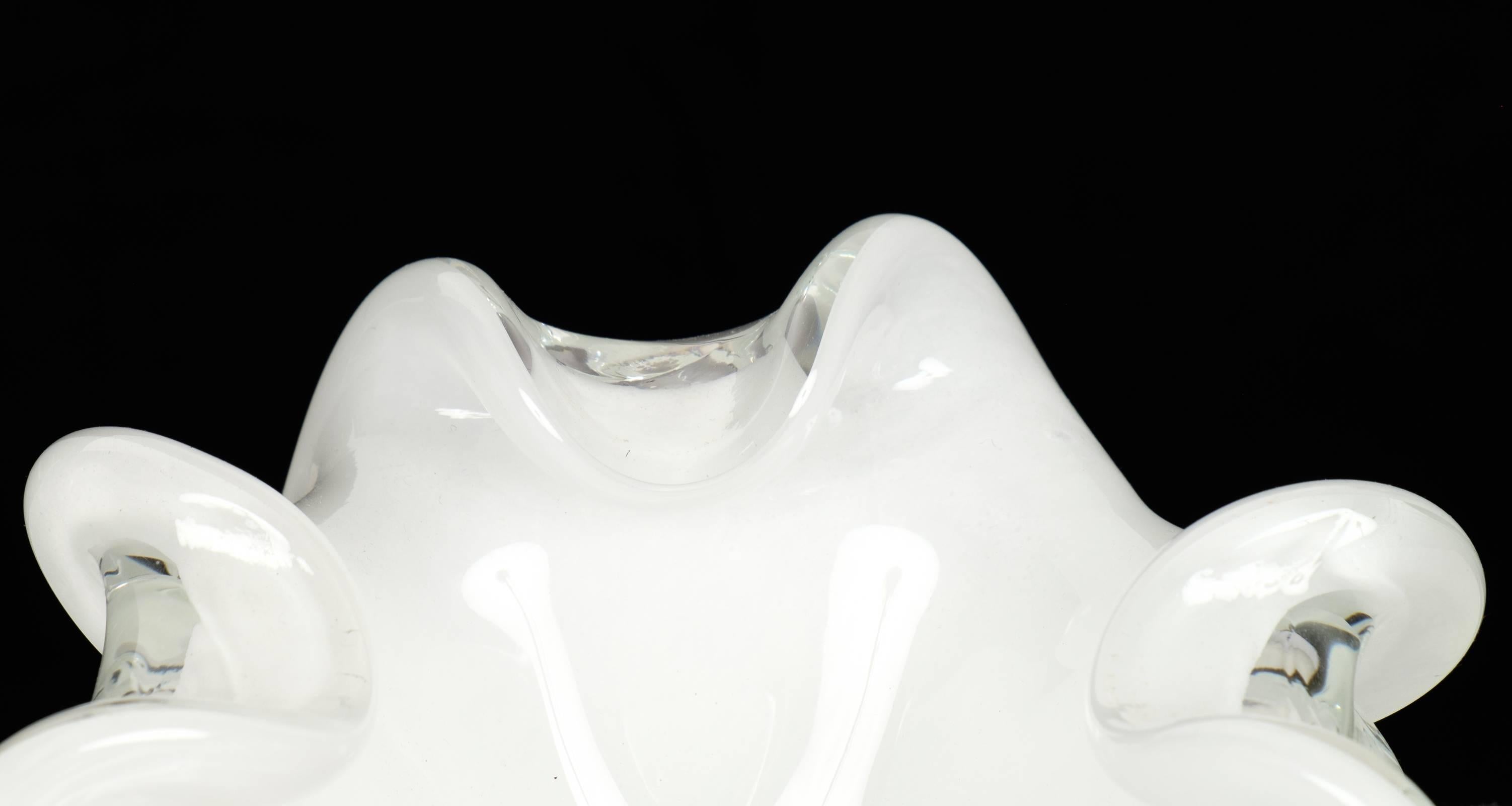 Late 20th Century White Murano Glass Bowl