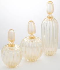 Set of Three Murano "Avventurina" Glass Decanters