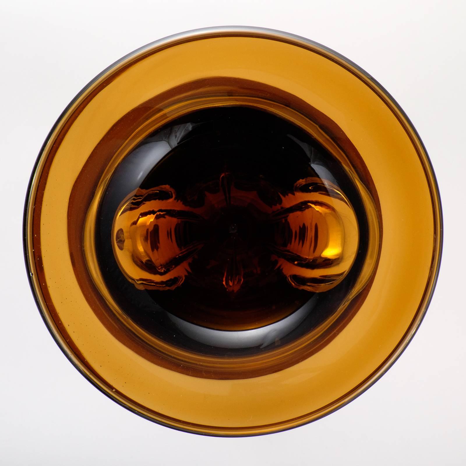 Paire de bougeoirs en verre de Murano ambré et « Avventurina » Excellent état - En vente à Austin, TX