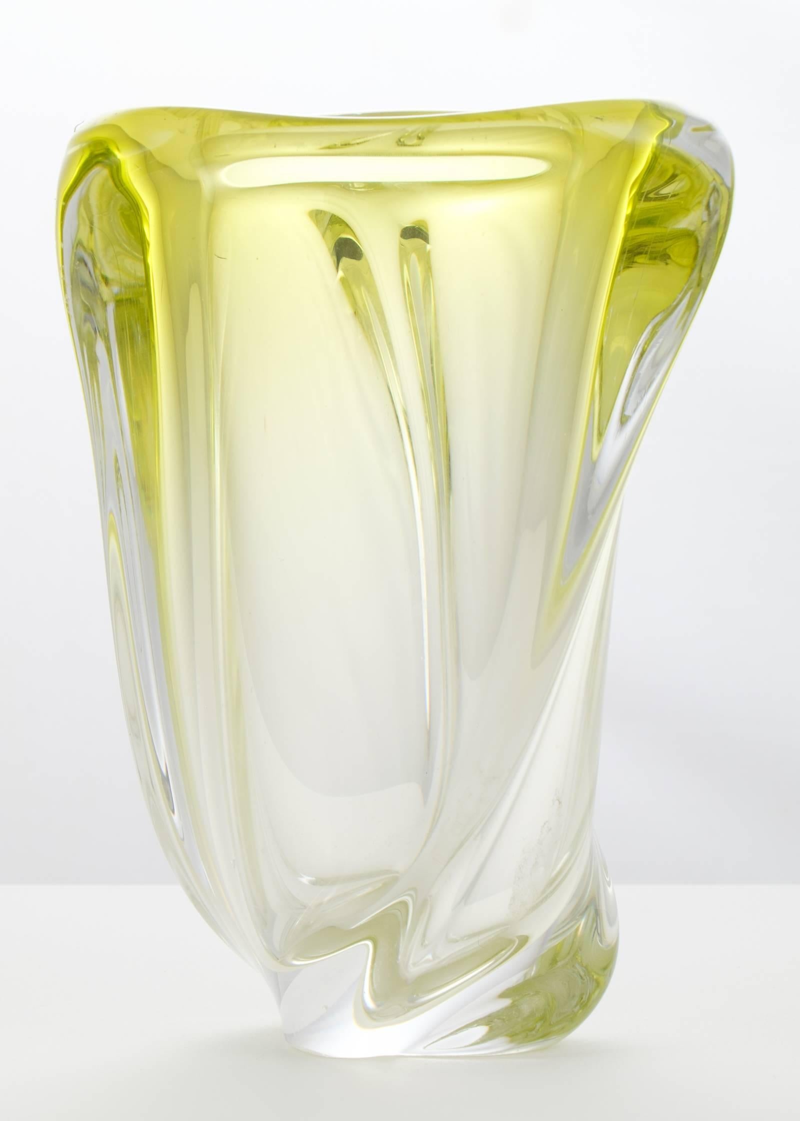 Italian Vintage Handblown Murano Ombré Citron Glass Vase