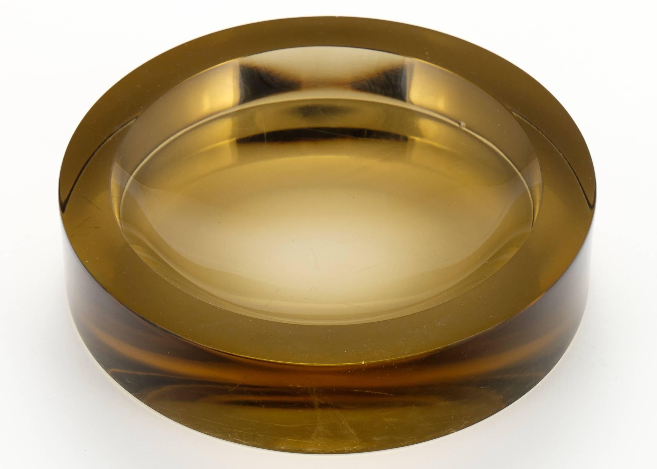 Italian Murano amber glass bowl or ashtray. Very mod, a great look in the high-quality glass we cherish from Murano, Italy.