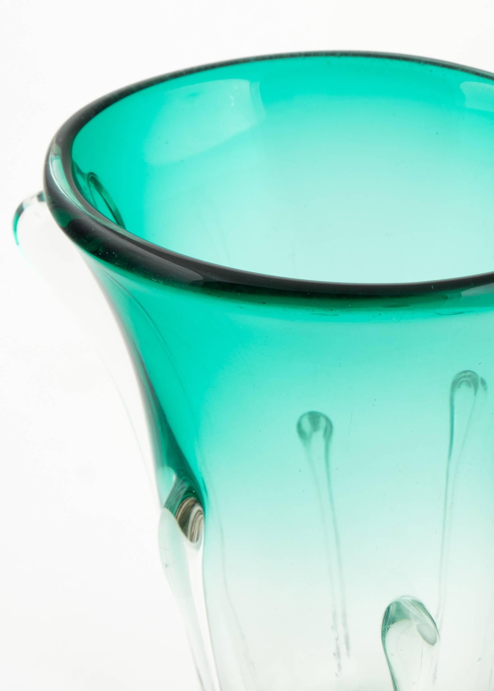 Murano Ombré Teal Glass Vase 1