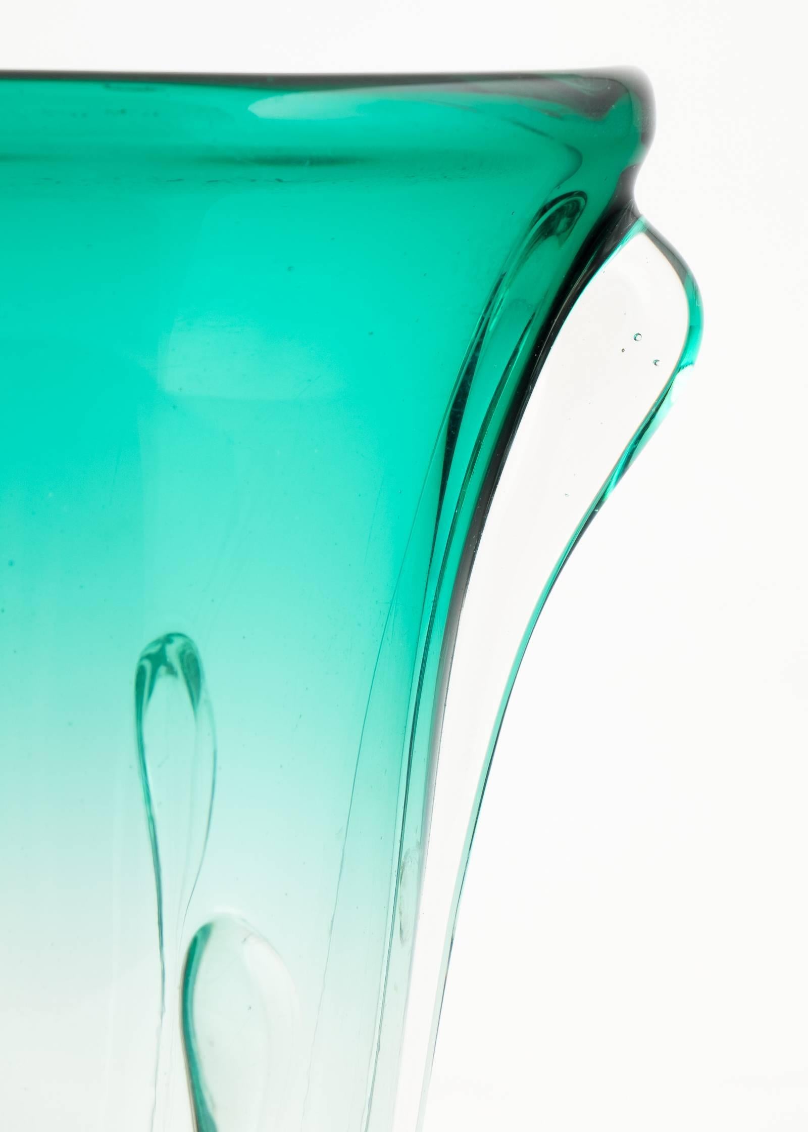 Murano Ombré Teal Glass Vase 2
