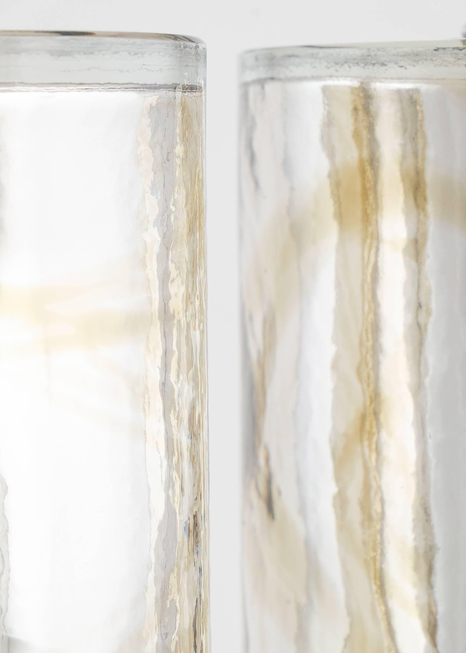 Contemporary Murano Mercury Glass Lamps with Amber Swirls