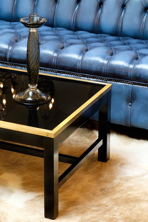 Vintage Black Glass and Brass Coffee Table at 1stDibs vintage black