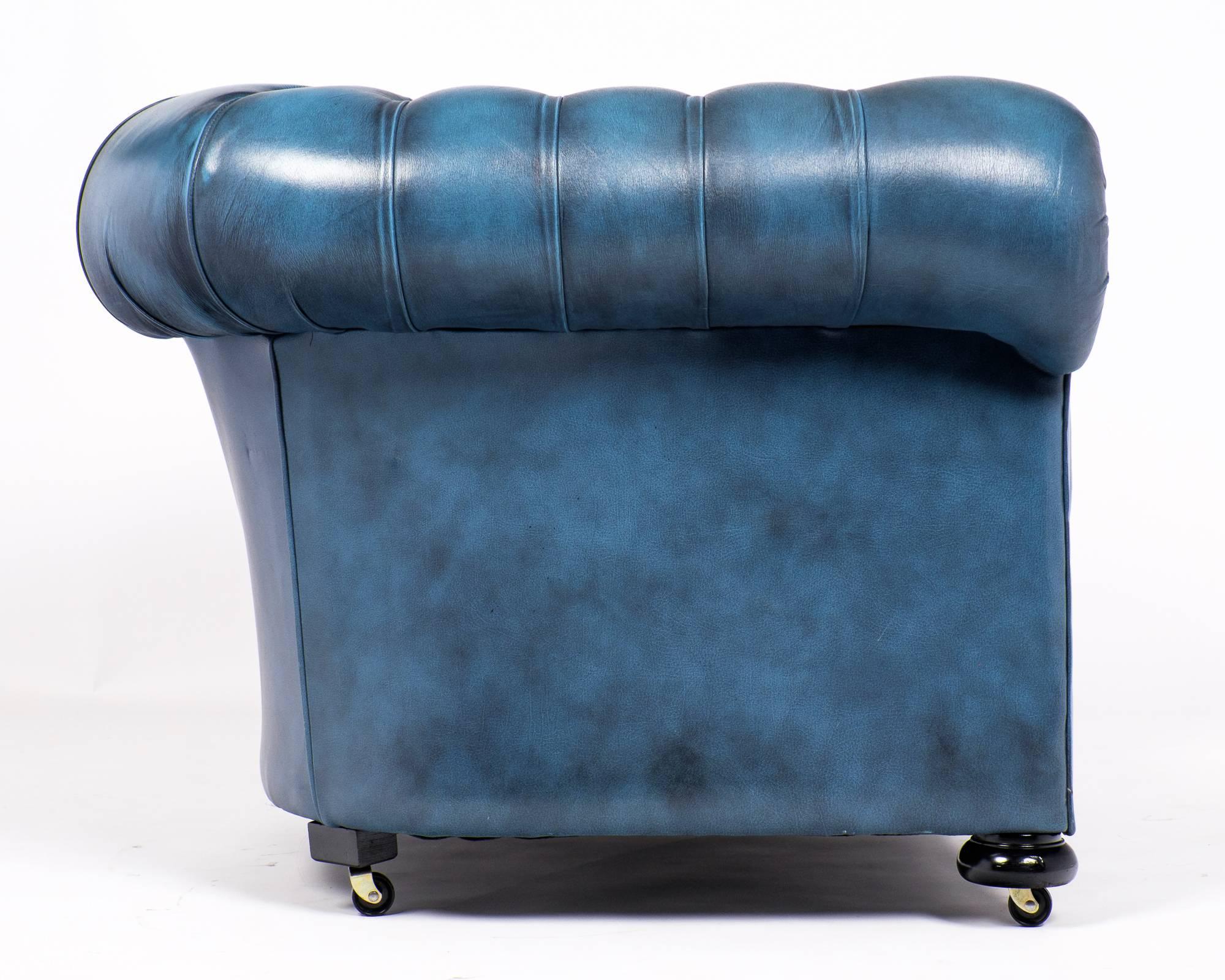 blue leather chairs