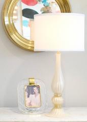Pair of Murano "Incamiciato" Gold Glass Lamps