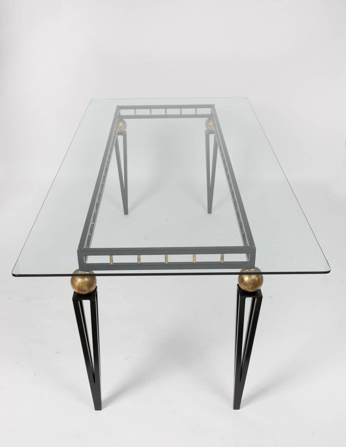 Vintage Iron and Glass Dining Table at 1stdibs