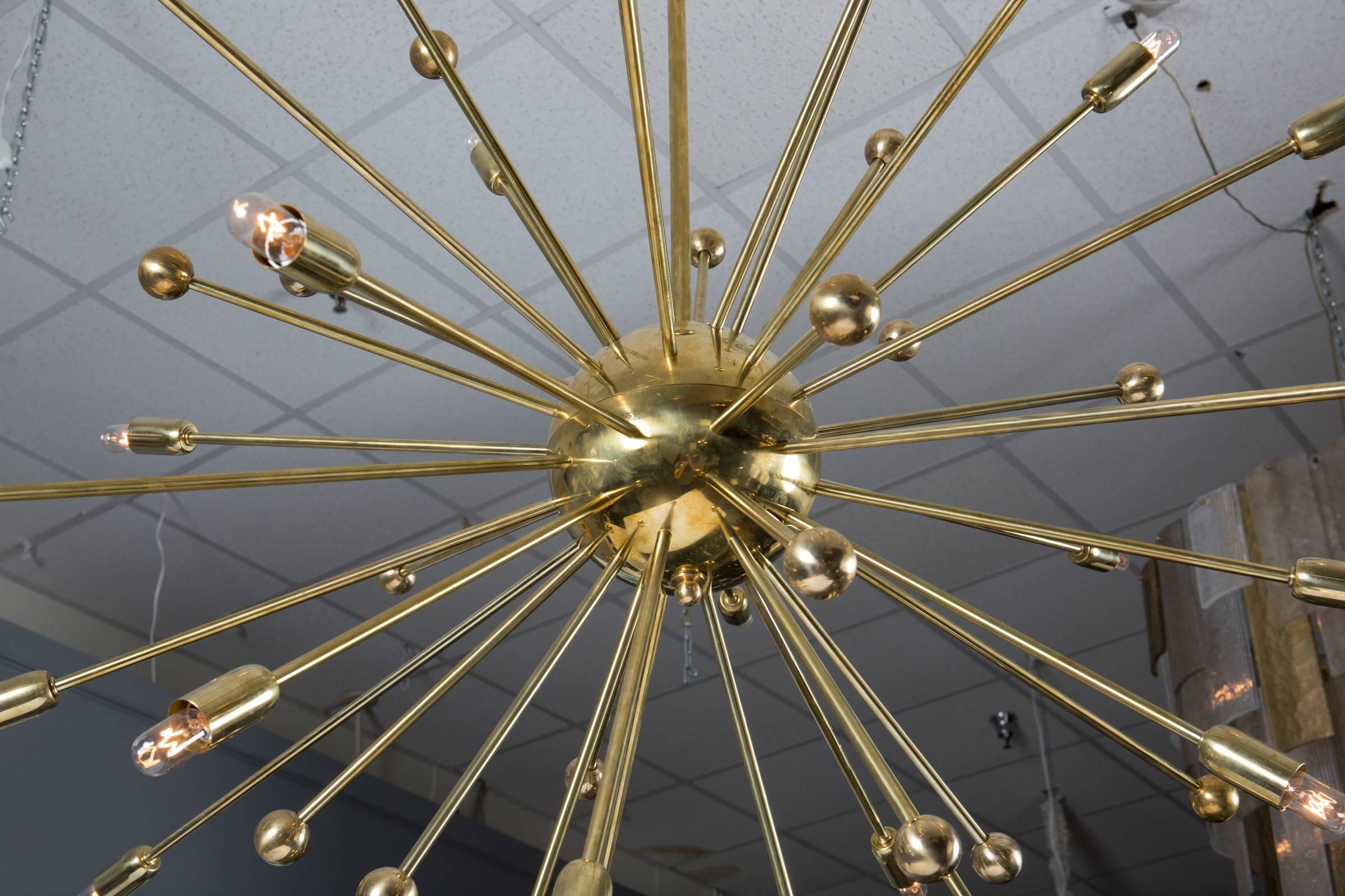 Contemporary Italian Midcentury Style Brass Sputnik Chandelier