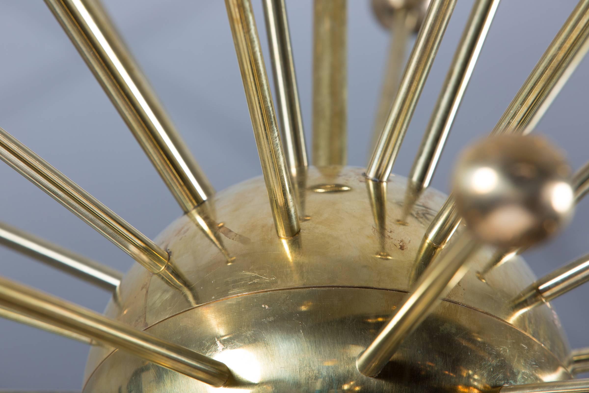 Italian Midcentury Style Brass Sputnik Chandelier 1