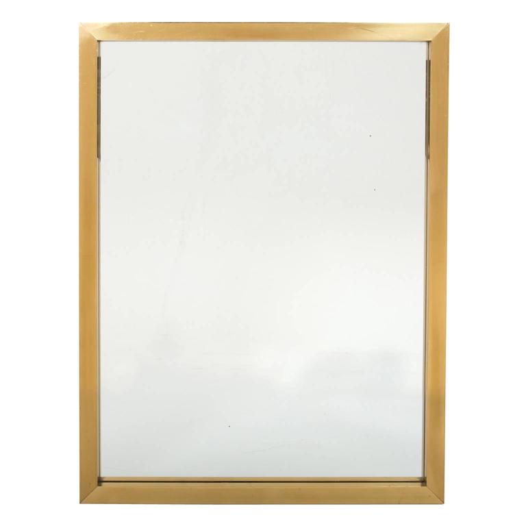 MidCentury French Brass Trim Mirror at 1stDibs