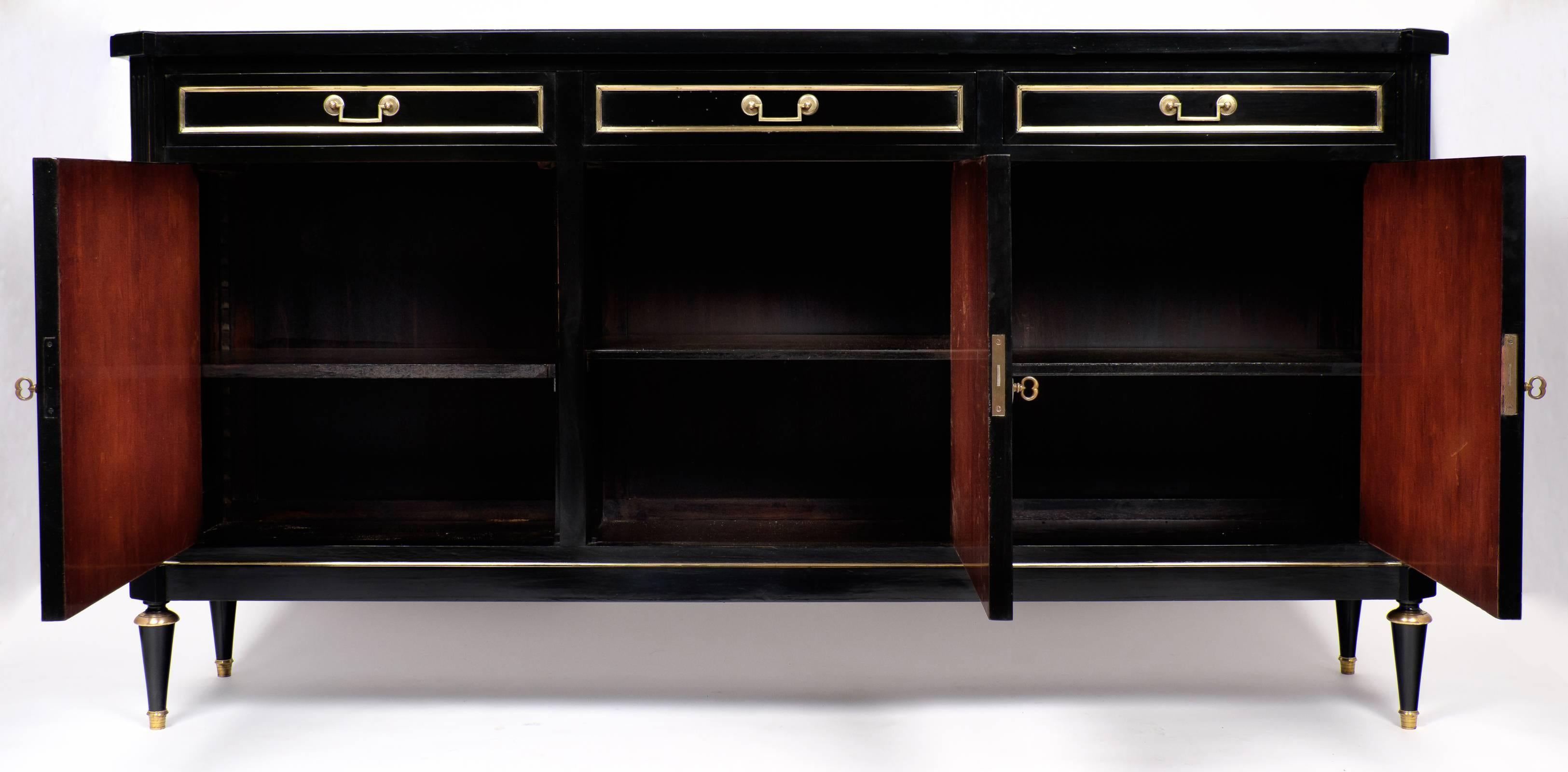 French Antique Louis XVI Style Ebonized Sideboard
